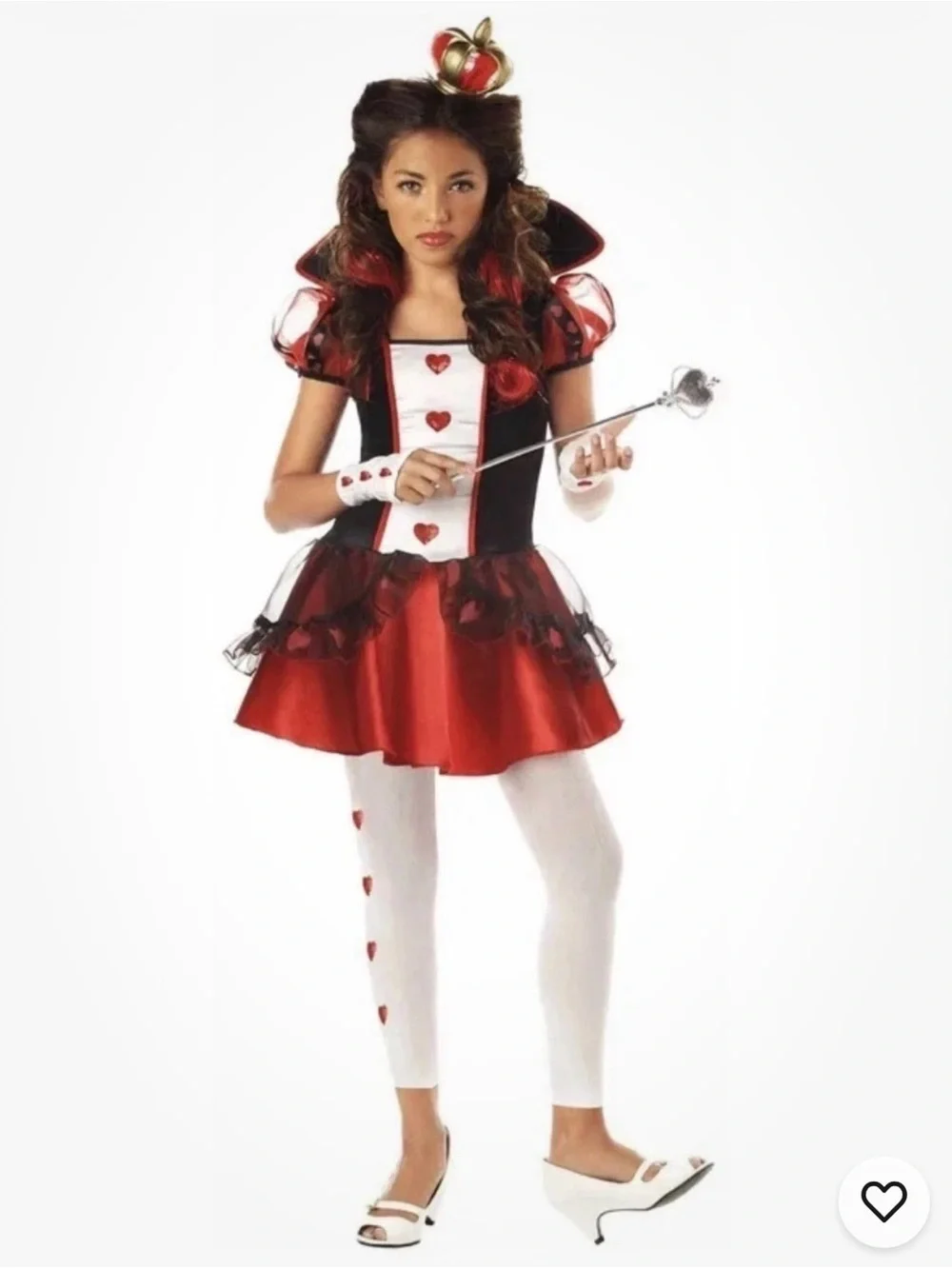 Queen of Hearts Halloween Tween Sz L 10-12 California Costume Dress See Descript